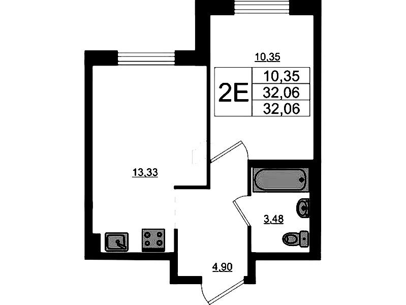 1-комнатная квартира 32.06 м², 2/17 эт., ЖК «Стороны Света 2»